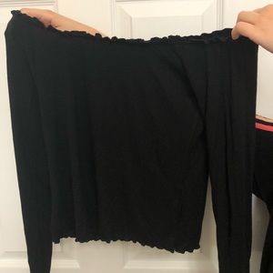 Garage M Black Off-Shoulder Long Sleeve